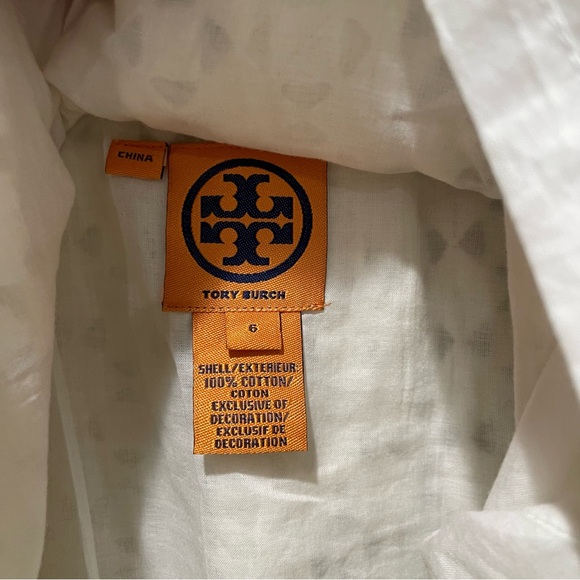 Tory Burch Haylie Eyelet Lace Cotton Midi Skirt Cream Size 6 - Picture 8 of 8